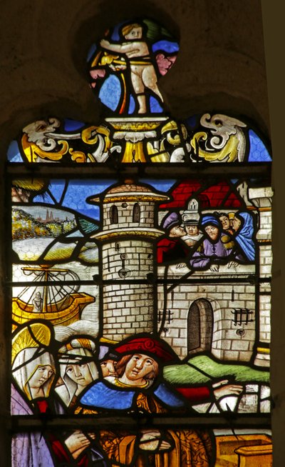 Window depicting Saint Mary Magdalene: Count and Countess of Provence with the Saint by French School